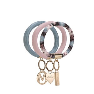 MKF Collection Jasmine 3 Piece Bangle Wristlet and Keychain Set by Mia K- Pink Denim - 1 of 4