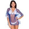 HAPPY BAY Women's Vacation Beachwear Mini Swim Suit Summer Loose Beach Dress Bohemian Bathing Suit Cover ups Small Blue Solid - 3 of 3