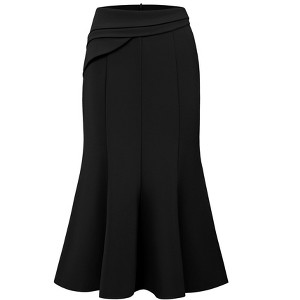 INSPIRE CHIC Women's Mermaid High Waisted Pleated Fishtails Midi Skirt - 1 of 4