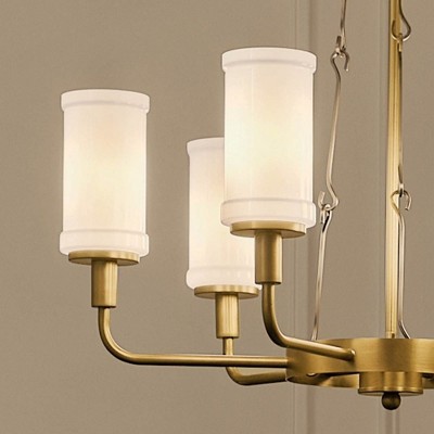Vetivene Natural Brass 6-Light Chandelier with Opal Glass Shades