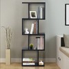 Tangkula 4-tier Free Standing S-Shaped Bookcase Multifunctional Wooden Storage Display Rack - image 2 of 4