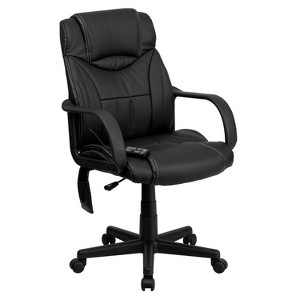 Emma and Oliver Mid-Back Ergonomic Massaging Black LeatherSoft Executive Swivel Office Arm Chair - 1 of 4