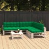 vidaXL Pallet Cushions 7 Pcs, Floor Cushion for Outdoor Furniture Garden Backyard Patio, Seat Cushion for Sofa Couch, Seat Pad, Green - 2 of 4
