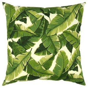HomeRoots 22" Green and White Tropical Indoor Outdoor Throw Pillow - 1 of 4