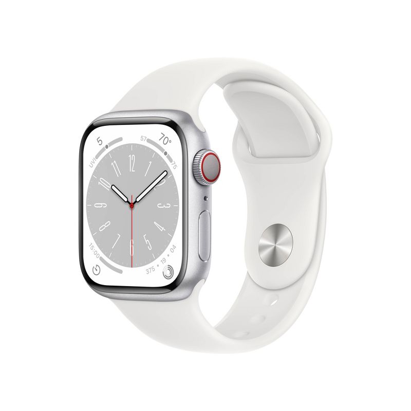 Apple Watch Series 8 GPS + Cellular 45mm Silver Aluminum Case with White Sport Band - S/M, 1 of 7