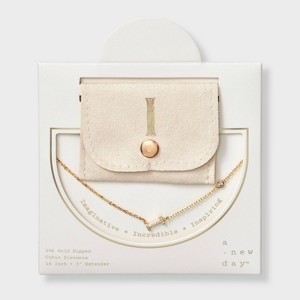 14K Gold Dipped Cubic Zirconia Initial Necklace - A New Day™ - 1 of 4