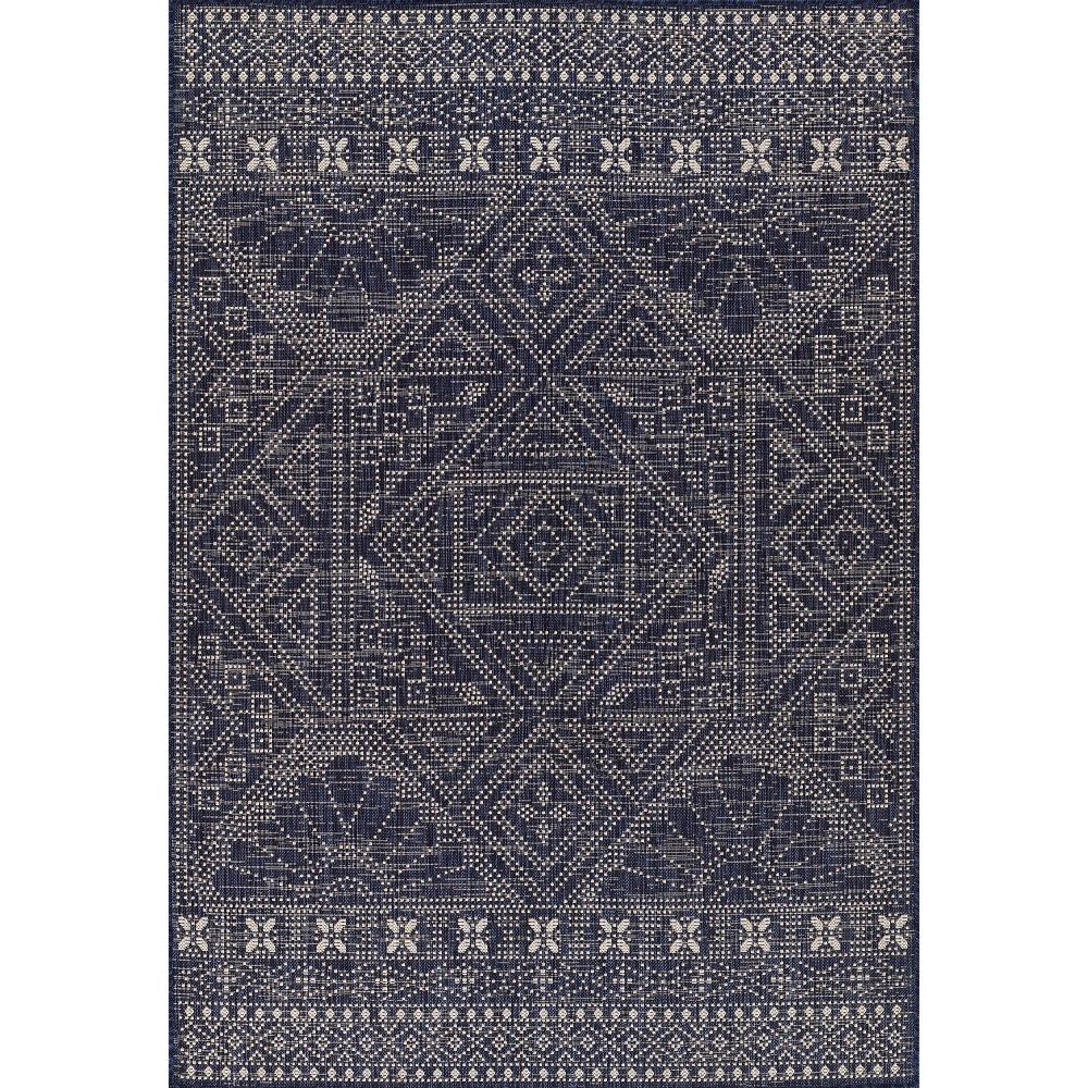 Photos - Area Rug Momeni 9'x12' Riviera Logan Machine Loomed  Navy Blue: Geometric Pattern, Indoor/Outdoor, Medium Pile, Polypropylene 