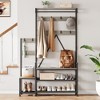 Garvee Hall Tree with Bench and Shoe Storage Parent-Child Coat Rack Shoe Bench Industrial Coat Tree Shoe Rack, Storage Cubbies, Hooks,Top Shelf - 3 of 4