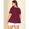 Agnes Orinda Women's Plus Size Crew Neck Twisted Knot Front Short Sleeves Summer Peplum Blouses - 4 of 4