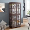ChicFurnit Decorative Storage Cabinet Curio Display Cabinet with Glass Doors for Home or Office, Brown, 38.39"*20.28"*14.57" - 2 of 4