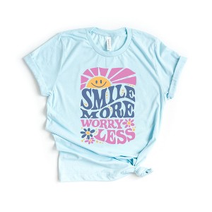 Simply Sage Market Women's Smile More Worry Less Sunshine Short Sleeve Graphic Tee - 1 of 2