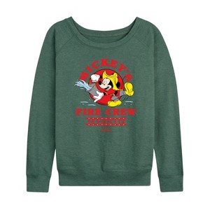 Women's - Disney - Firefighter Mickey Lightweight French Terry Wide Neck Long Sleeve Shirt - 1 of 4
