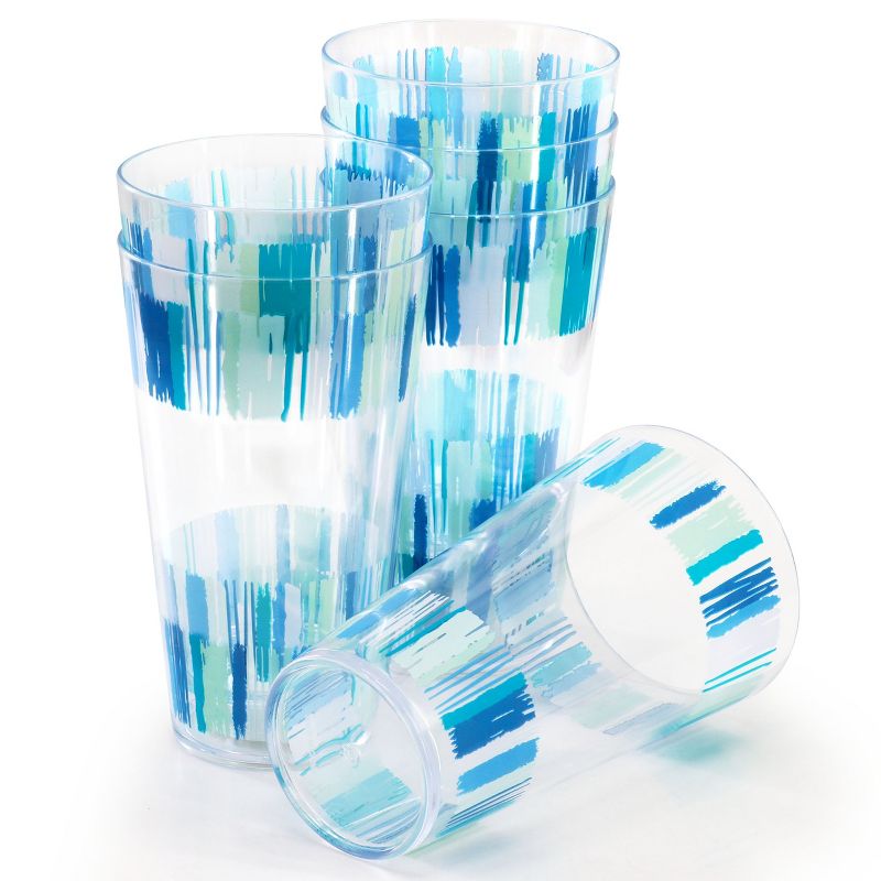 Gibson Home Tropical Sway Orleans 6 Piece 19 Ounce Plastic Tumbler Set in Blue, 3 of 6