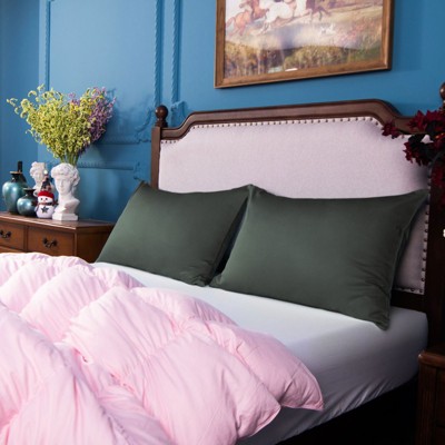 Slate Blue Cotton Queen Pillowcases with Envelope Closure, Set of 2