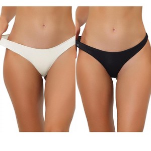 Allegra K Women's Low-Rise Contract Color Sporty Sweat-Absorbing Thongs 2 Packs - 1 of 4