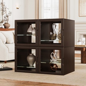 ATJafurn Dual-Sided Glass Display Cabinet, Curio Cabinet for Collectibles, Glass Decor Case with Adjustable Shelves for Showcase Living Room - 1 of 4