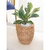 Vintiquewise Water Hyacinth Round Floor Planter with Metal Pot, Set of 2 - 3 of 4