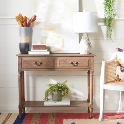 Primrose Warm Brown Wood & Metal Console Table with Storage