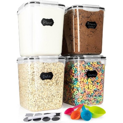 Flour Sugar Storage Containers (5.3L/4pk) Great Rice Canisters Sets For The Kitchen pantry, Large Food Storage Containers With Lids Airtight