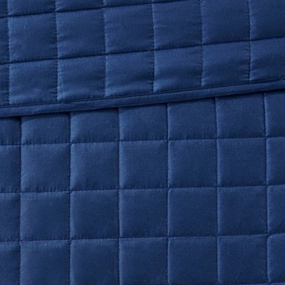Navy and White Hotel Style Comforter and Coverlet Full Set