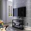 GlasFlength TV Stands and Consoles Modern Swivel Media Console with Height Adjustable Design and Tempered Glass Shelves, Black, 43.3"*15.7"*49.2" - 2 of 4