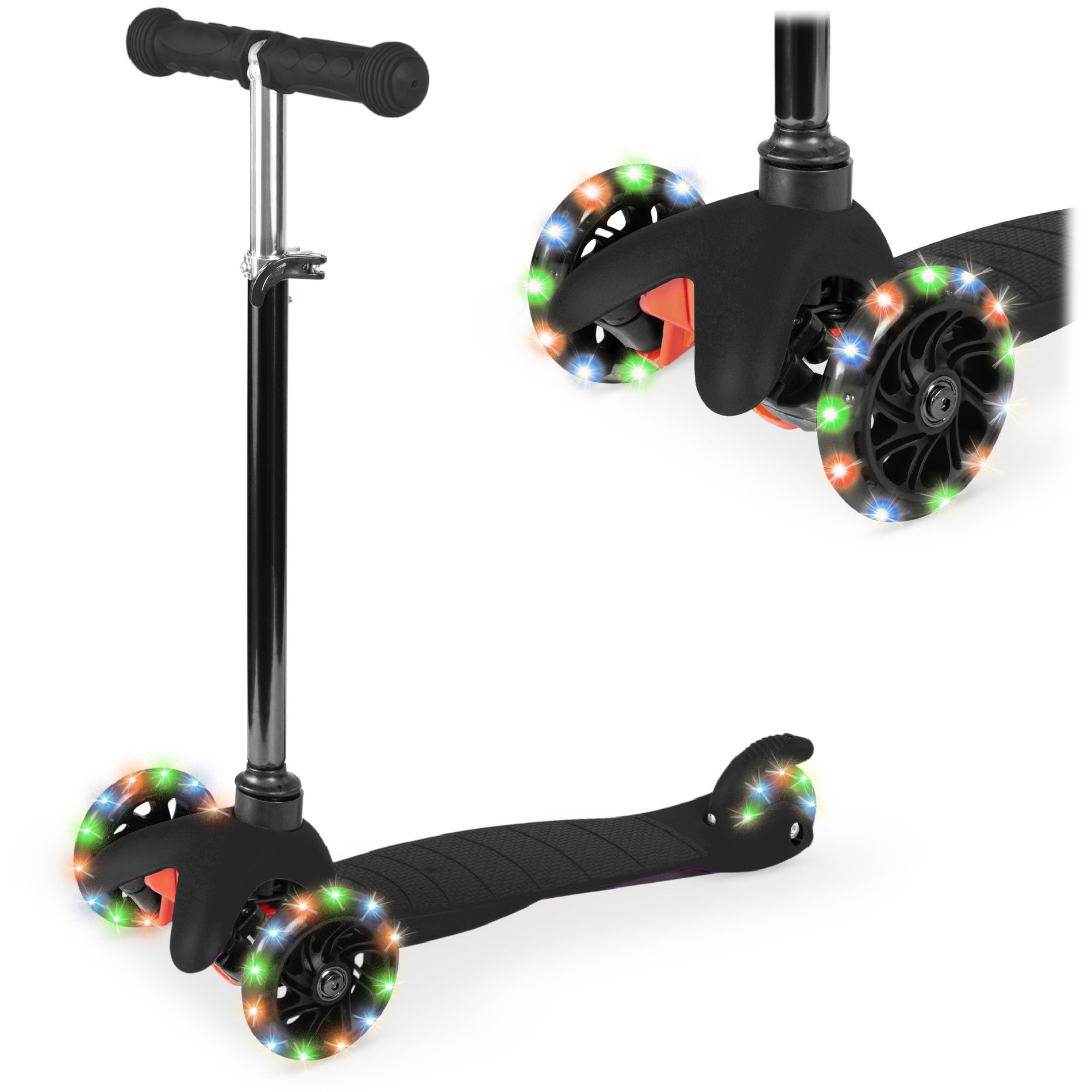 Best Choice Products Kids Mini Kick Scooter Toy w/ Light-Up Wheels and Height Adjustable T-Bar - Black