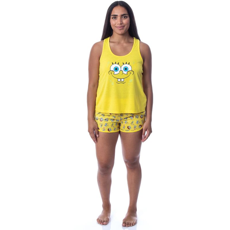 Nickelodeon SpongeBob SquarePants Womens' Faces Tank Pajama Short Set Yellow, 2 of 5