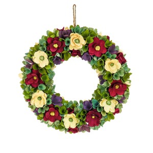 18" Artificial Floral Wreath Red and Cream - National Tree Company - 1 of 3