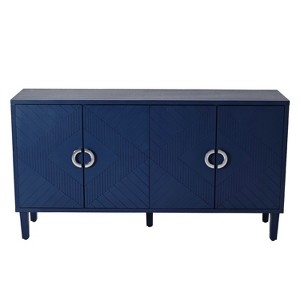 TIRAMISUBEST Stylish and Functional 4-Door Storage Cabinet with Pine legs and MDF, for Living Room Bedroom,and Kitchen,Navy Blue - 1 of 4