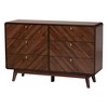 Baxton Studio Markell Wood 6 Drawer Dresser Walnut Brown/Gold: Mid-Century Storage, Metal Pulls - 2 of 4