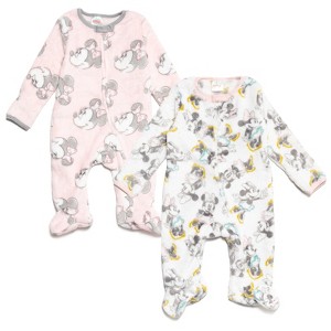 Disney Minnie Mouse Baby Girls Fleece 2 Pack Woobie Coveralls Newborn to Infant Sizes (Newborn - 24 Months) - 1 of 4