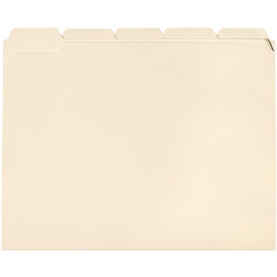 School Smart Manila File Folders, Letter Size, 1/5 Cut Tabs, Pack of 100