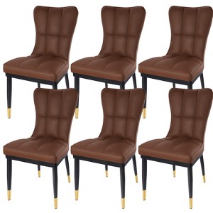 Bekrvio High-Back Faux Leather Dining Chairs Set of 4/6 - Modern Sturdy, Upholstered with Deep Sponge Seat, Metal Legs for Kitchen/Dining/Living Room - 1 of 4