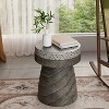 HDZNVF 13.97 inch Modern Gray Concrete Mushroom Side Table with Imitation Wood Grain - 2 of 4