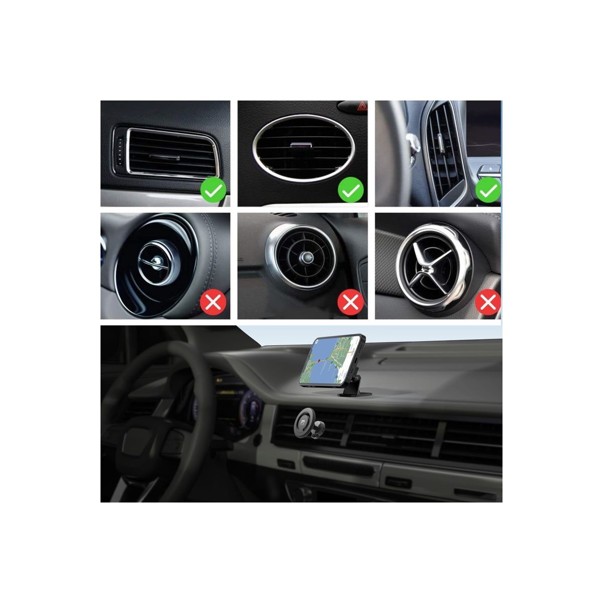 MyBat Pro 3-in-1 Magnetic Car Mount – Hands-Free Phone Holder for Car - Black - thumbnail 7
