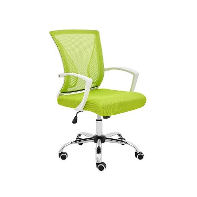 Modern Home Zuna Ergonomic Design Breathable Mesh Modern Mid Back Office Desk Chair with Lumbar Support, Steel Base, and Rolling Wheels, White & Lime