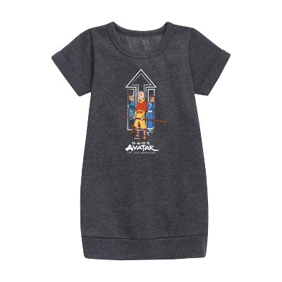 - Avatar: The Last Airbender - Trio Graphic Short Sleeve Fleece Dress