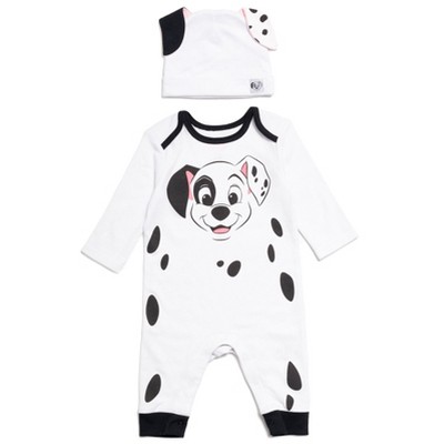 Image of Disney 101 Dalmations Patch Newborn Baby Boys Snap Cosplay Coverall and Hat 0-3 Months