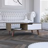 Vynxaria Dark Brown and White Coffee Table with four legs and one drawer - 2 of 4