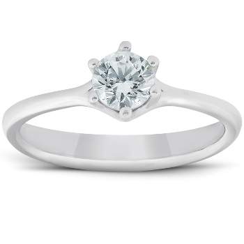 Pompeii3 1/2 Ct Diamond Solitaire Engagement Ring 6-Prong 14k White Gold