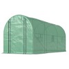 Outsunny 14.6'x6.5'x6.6' Hoop House Greenhouse with 2 Support Rods, Zippered Roll-up Mesh Door, Walk-in Tunnel Greenhouse with PE Cover - 4 of 4