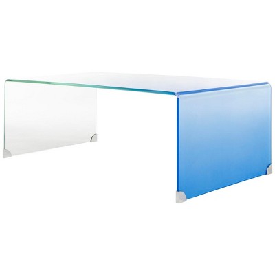 Crysta 47'' Blue Ombre Rectangular Glass Coffee Table