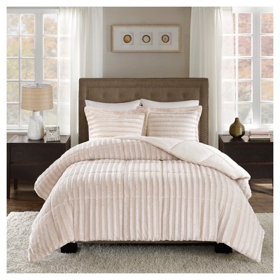 Champagne Full Faux Fur 3-Piece Comforter Set