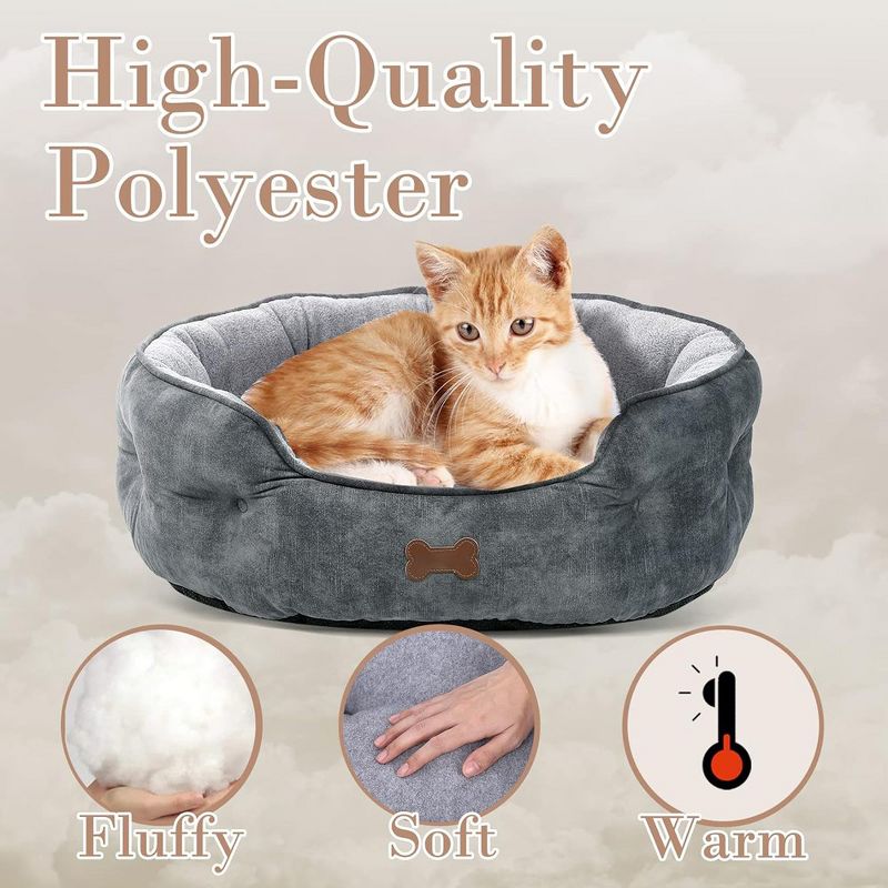Dog Beds for Small Dogs, Round Pet Bed for Puppy and Kitten with Slip-Resistant Bottom, 4 of 8