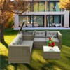 4-Piece Outdoor Wicker Rattan Conversation Set, Patio Sectional Sofa Set with Tempered Glass Coffee Table and Storage Box 4M - ModernLuxe - 2 of 4