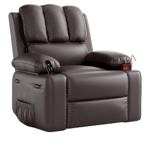 GustoWave Oversized Manual Recliner Sofa 135°, Reclining Chair Faux PU Leather Sofa with 2 Cup Holders and Side Pockets - 1 of 4