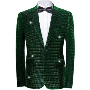 Lars Amadeus Men's Single Breasted Wedding Party Metallic Shiny Sport Coats - 1 of 4