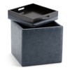 NicBex Cube Ottoman with Storage, Tray Multi-functional Ottoman Foot Rest with Top Stitching Detail for Bedroom, Living Room, Blue - 2 of 4