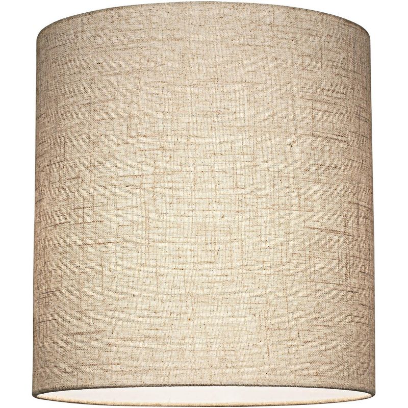 Springcrest Set of 2 Tall Drum Lamp Shades Oatmeal Medium 14" Top x 14" Bottom x 15" High Spider Replacement Harp and Finial Fitting, 4 of 9
