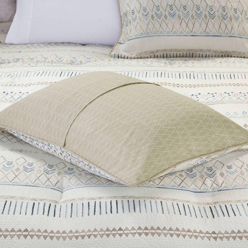 5pc Printed Seersucker Comforter with Throw Pillows Bedding Set Taupe - Madison Park , 6 of 12
